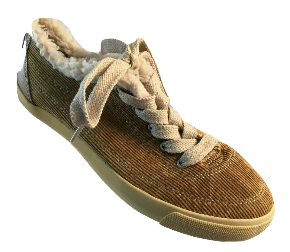 Rocket Dog Womens Size 7 Tan Corduroy Fuax Fur Lace Up Sneakers Shoes HIpster - Image 3 of 4