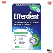 Efferdent Retainer Denture Cleaner Tablets Minty  Fresh Cleaning Tablet 126Count
