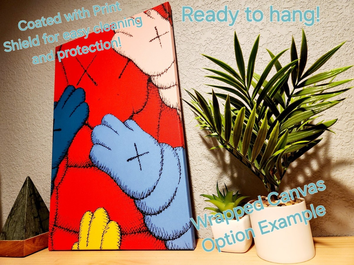 Set of 3 Yellow Nike Kaws Wall Art pieces canvas home decor