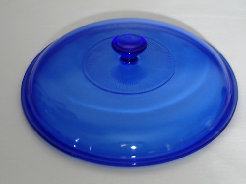 Pyrex Embossed Round Glass Replacement Lid Cobalt Blue 8-1/2" 624C - Picture 2 of 6