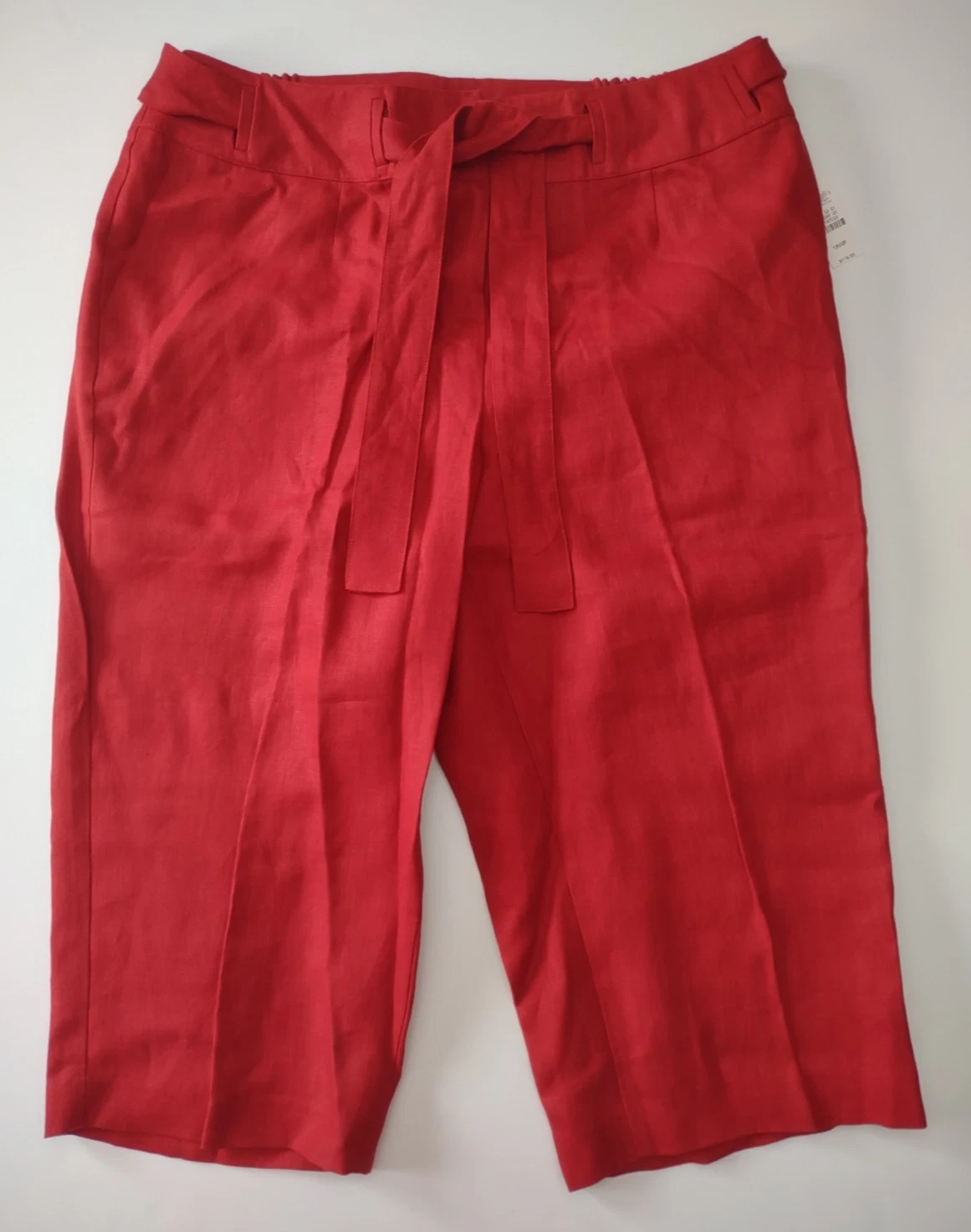 NWT Talbots red 100% Irish Linen capri cropped pants ladies womens 18W Petite