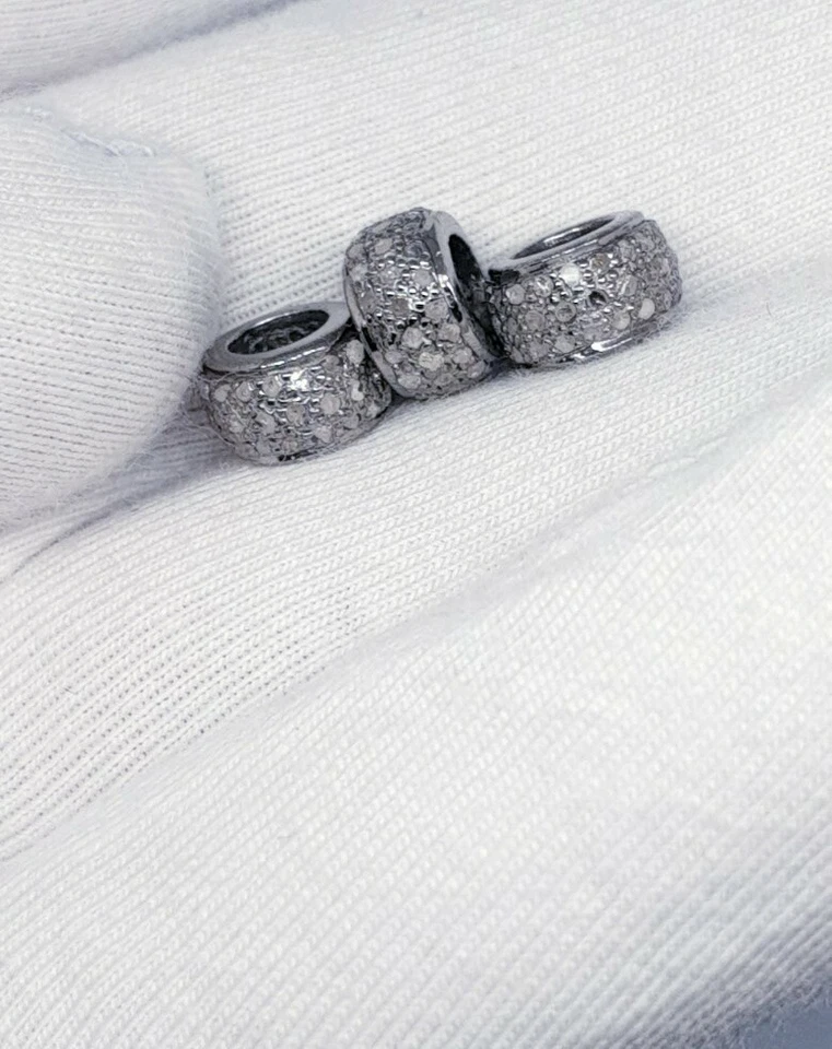 Pflastern Diamant 1pc Abstandhalter Perlen 925 Sterlingsilber, Rondellen 8mm - Bild 2 von 4