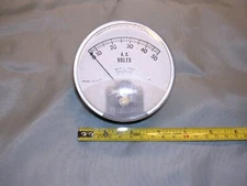 Vintage Triplett Model 331-PL 0-50 VAC Panel Meter, 3 1/2" Dia. - Tested
