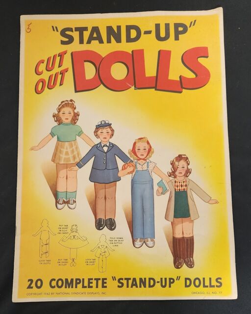National Syndicate Displays Stand-Up Cut-Out Dolls Vintage 1942 Paper Doll Uncut