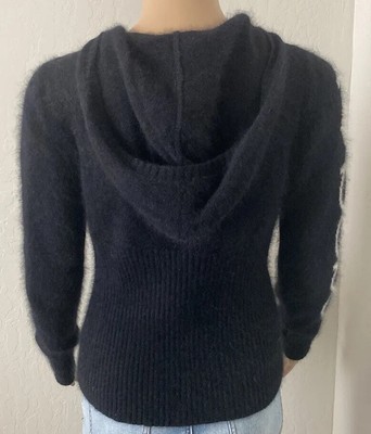 Bebe Angora Sweater Zip-Up Hoodie Top 