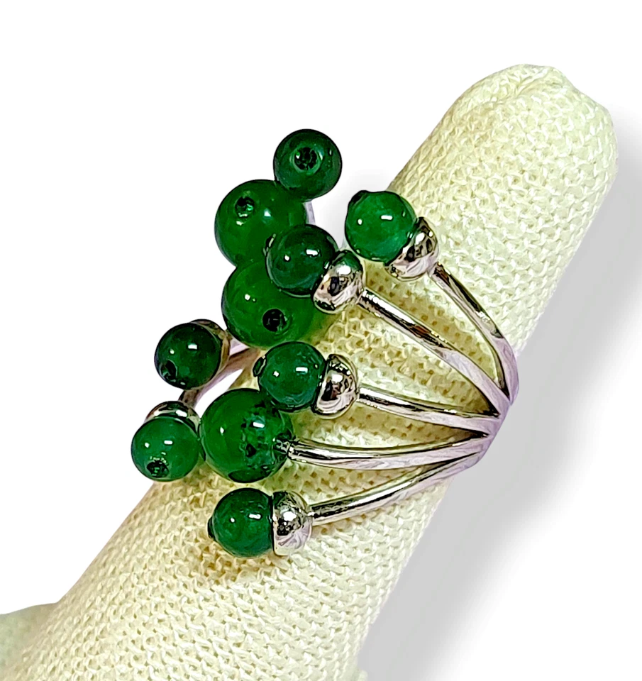 Anillo grueso de acero inoxidable verde 10 bombillas de moda talla 7 Foto 3 de 4