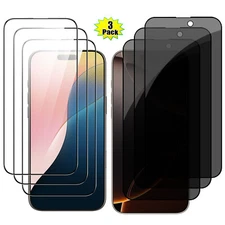 3Pcs Tempered Glass Clear/Privacy Screen Protector For iPhone 16, Plus, Pro Max