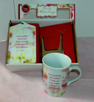 Daily Blessings Ceramic Tea, Plaque, Mug Set