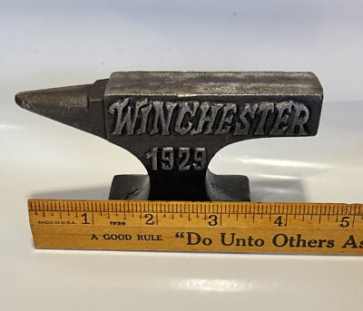 #ad #ad Winchester 1929 Cast Iron Miniature Embossed Anvil Gunsmith Jewelry Blacksmith $22.00