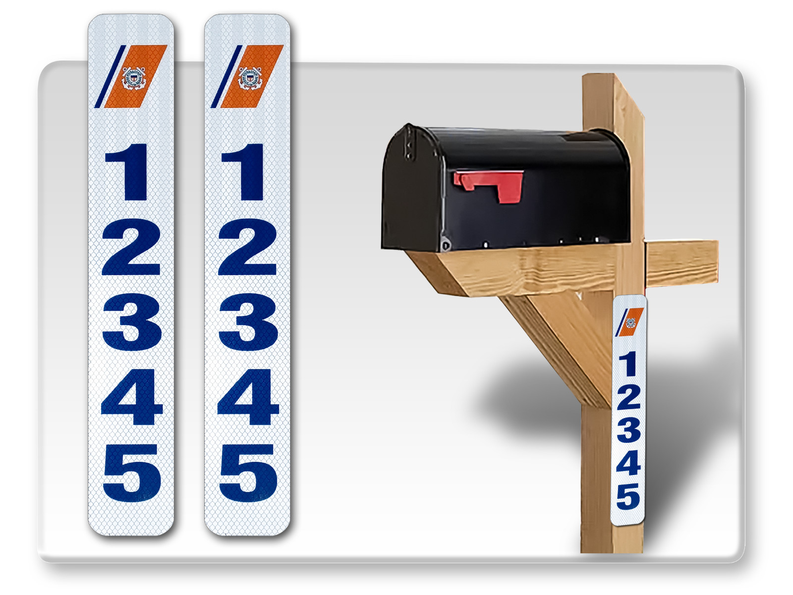 911 Vertical Super Reflective Address Signs MIlitary branch 2 pack