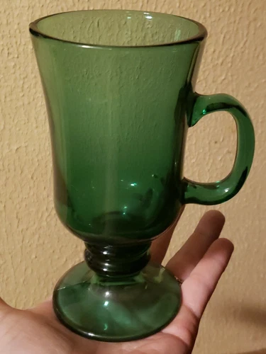 Libbey Juniper Emerald Green Pedestal Irish  Coffee Mug Cup NICE 8 oz