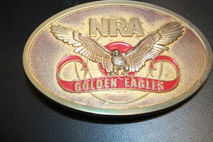 Details About Vintage Nra Golden Eagles Belt Buckle Oval W Eagle Red Words On Bottom
