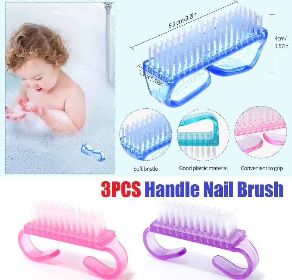 24x Mango Agarre Cepillo de Uñas Limpiador Cepillo de Uñas Pedicura Manicura Cepillo Exfoliante EE. UU. Foto 2 de 4