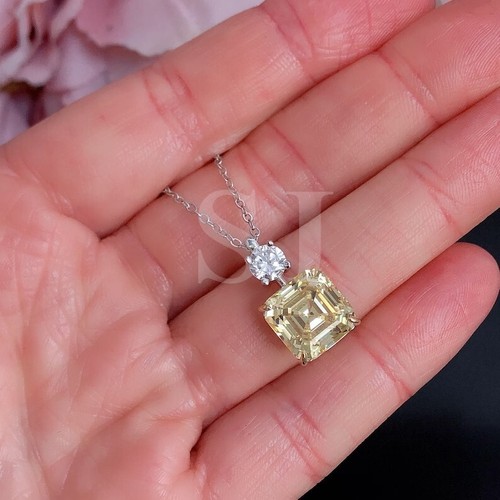 4.10 Ct Certified Champagne Treated Diamond Solitaire Pendant In 925 Silver ! - Picture 3 of 7