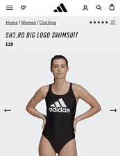 ADIDAS - EcoBlue Large Logo Swimsuit - Size 34 - RRP £28 (Recycled Materials)