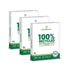 100 Recycled Printer Paper 8.5 x 11 White - 20 lb Copy  Multipurpose Computer...