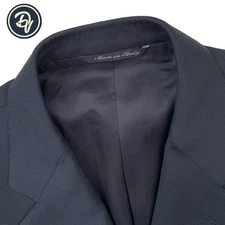 Mens 42 S Canali " Blue Label "  Solid Navy Blue Wool Blazer Made Italy