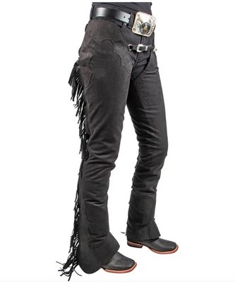 Horse Adult Split Leather Classic Western Show Chaps with Fringe