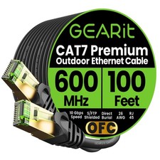 Cat7 Outdoor Ethernet Cable (100ft) SFTP Shielded Foil Twisted Pair, Pure Cop...