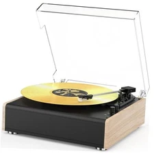 Vinyl Record Player Bluetooth Wireless Turntable with Built-in Speakers and 3 