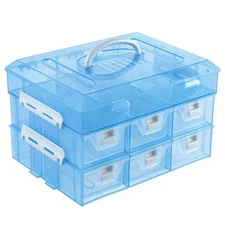 11 Inch Sky Blue Transparent Arts and Crafts Sewing Supplies Storage Organizer C