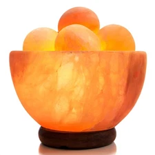 UMAID Himalayan Salt Lamp Bowl with 6 Massage Balls – Dimmable Natu... Fas