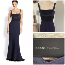 NWT BCBG Maxazria Arabella Navy Blue/Black Fitted Evening Gown