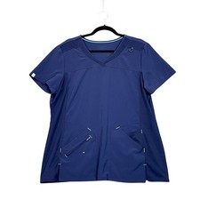 Scrubstar Medical Scrub Top Women Large Performance Tonal Contrast V-Neck