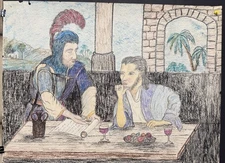 Primitive/Religious/Folk Art on Paper Marcellus Commission by Granville P Cumby