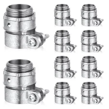 10 Pack Squeeze Connector 3/4-inch Conduit Fittings FMC Flex Metal Squeeze Bo...