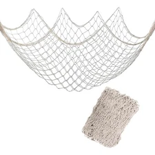 Fishing Net Wall Hanging Decor Creamy White Mediterranean Style Sea Theme