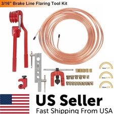 Brake Line Pipe Repair 20 Nuts Fittings Kit 3/16 25ft Copper Pipe Flaring Tool