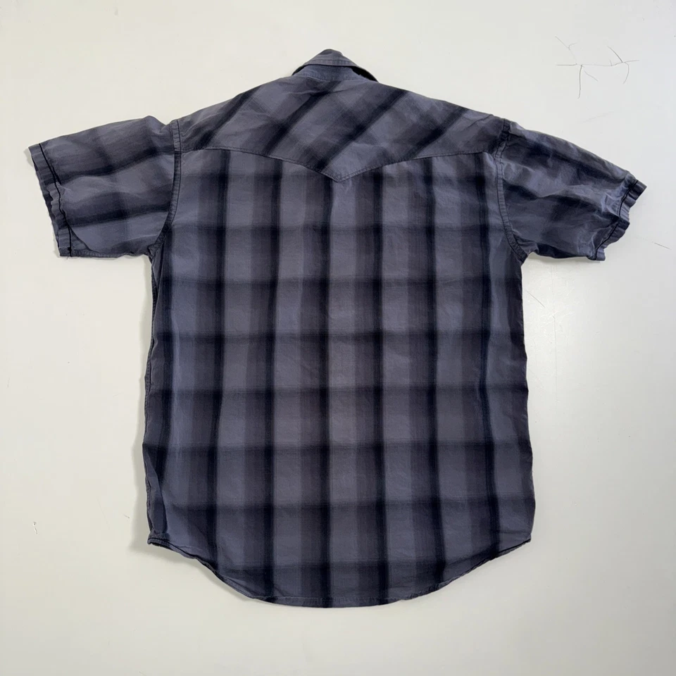 Panhandle Slim Shirt Mens Medium Plaid Pearl Snap Short Sleeve Western Cowboy - Image 2 of 4