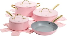 Paris Hilton Iconic Nonstick Pots and Pans Set, Multi-layer Nonstick Coating