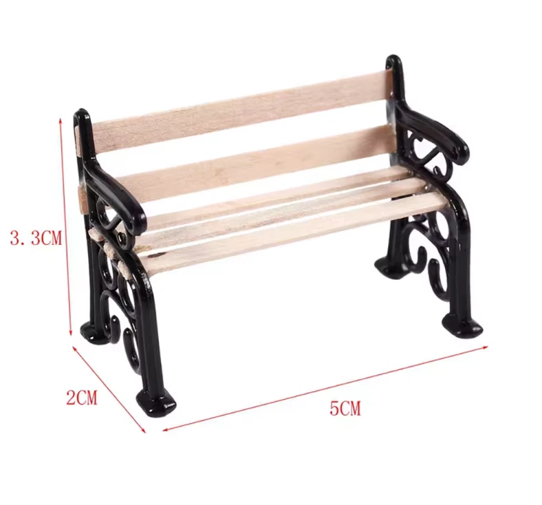 Two Wrought Iron Wood Park Benches (Die-cast + wood) 1:24 G Scale - Image 2 of 4