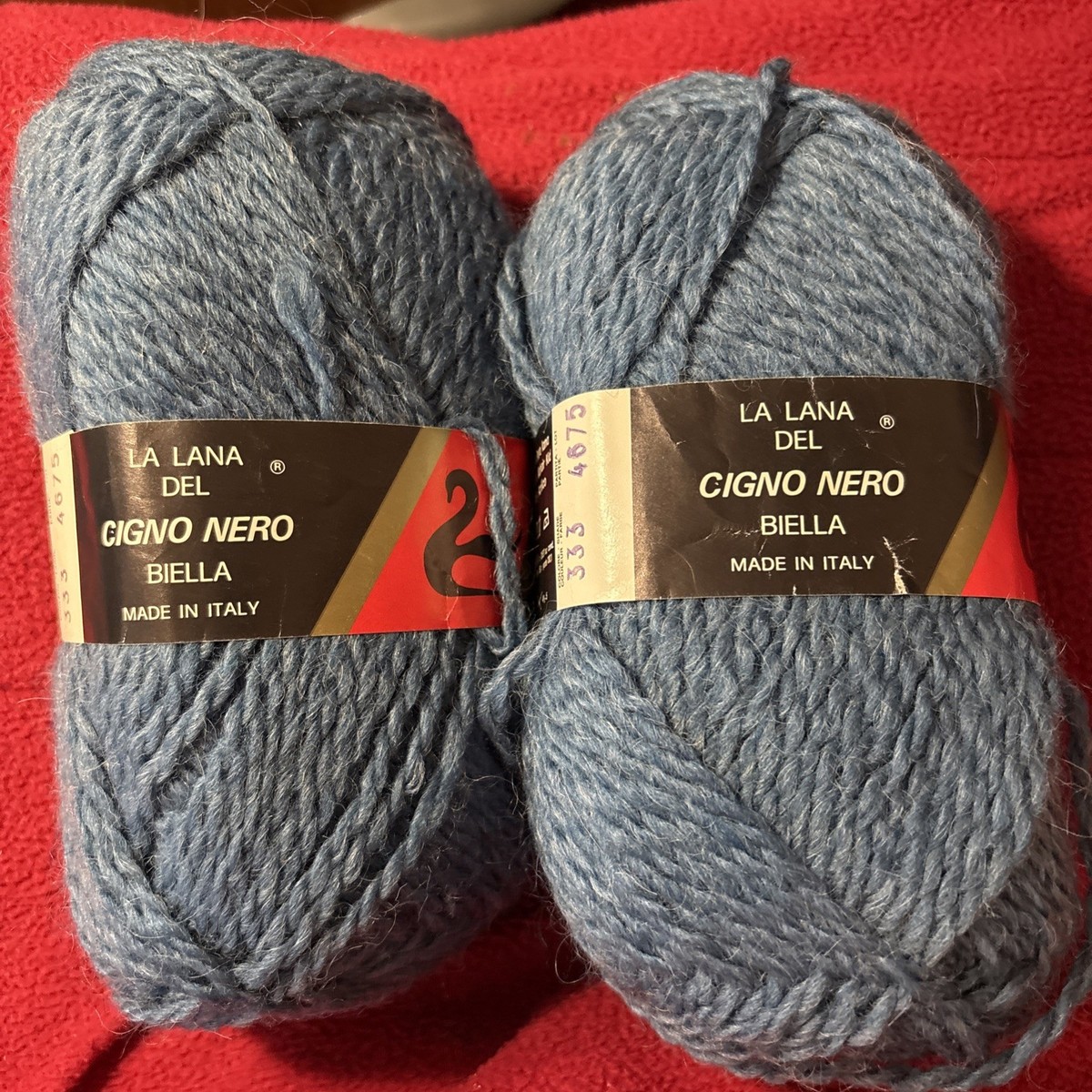 2)Vintage Italian Virgin Wool Yarn La Lana Del Cigno Nero Biella 