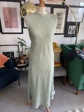 Asos Pastel sage green silky bias slip dress - high neck / sleeveless maxi Y2K