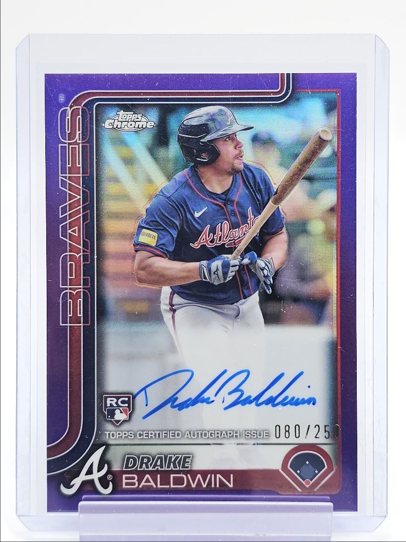 DRAKE BALDWIN 2025 TOPPS CHROME ROOKIE PURPLE BRAVES RC AUTO /250 Q4920