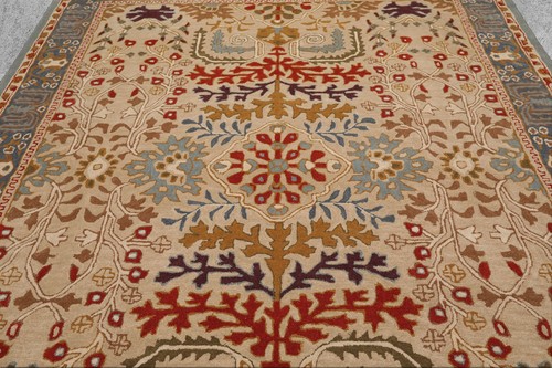 2'6''x12' Hand Tufted Wool Transitional Arts & Crafts Area Runner Beige,Blue - Picture 8 of 10