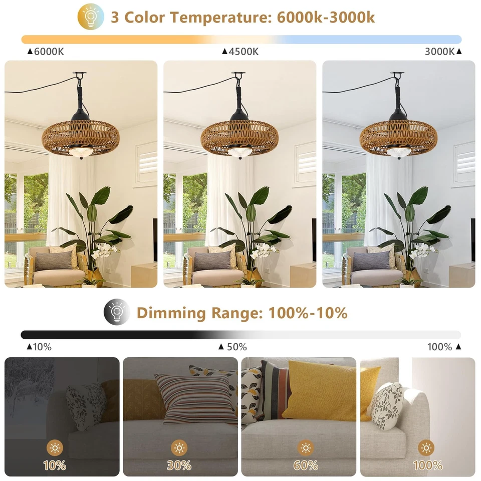 Waterproof Outdoor Ceiling Fan with Lights Remote Control Wet Rated Gazebo Fa... - Image 3 of 4