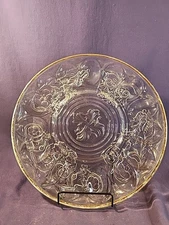 Jeannette Glass Deviled Egg Platter W/Gold Rim 11 1/2in. Clear Pressed Glass