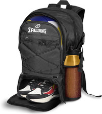 Volleyball Backpack Sports Bag, Black Backpack with Ball and Shoe Compartment Fi