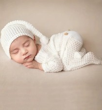 Gr. 56 62 Baby Set Zarter Strampler+ Mütze Baby Fotoshooting 0-3 Monate