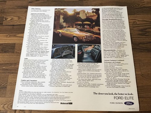 1976 Ford Elite Vintage Car Sales Brochure Catalog - Gran Torino Elite - Picture 2 of 4