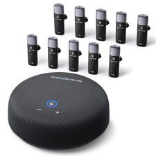 Conference Speaker and Microphone, USB Speakerphone with 10 Mics, 360 Pickup