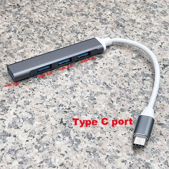 4-Port Mini USB 3.0 & 2.0 Hub Adapter with Extension  