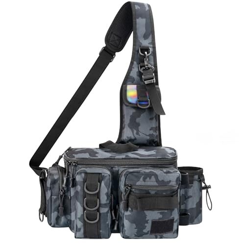 Fishing Tackle Bag Fly Fishing Bag Sling Pack Portable BluecamoNew