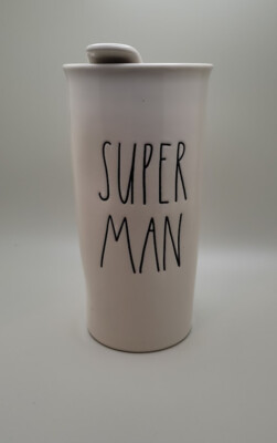 Rae Dunn by Magenta Coffee Mug Travel Mug w Lid SUPER MAN Dad Cup 16 oz Superman