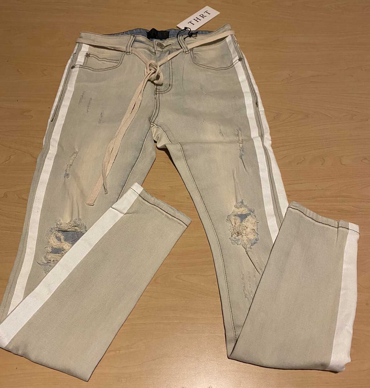 THRT DENIM  Ripped JEANS Pants SIze 30 RARE NEW Distressed Blue NWT image 4
