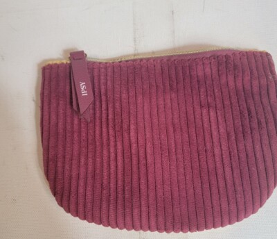 Ipsy Makeup Travel Bag Cosmetics Pouch Small Handbag Corduroy Red Yellow